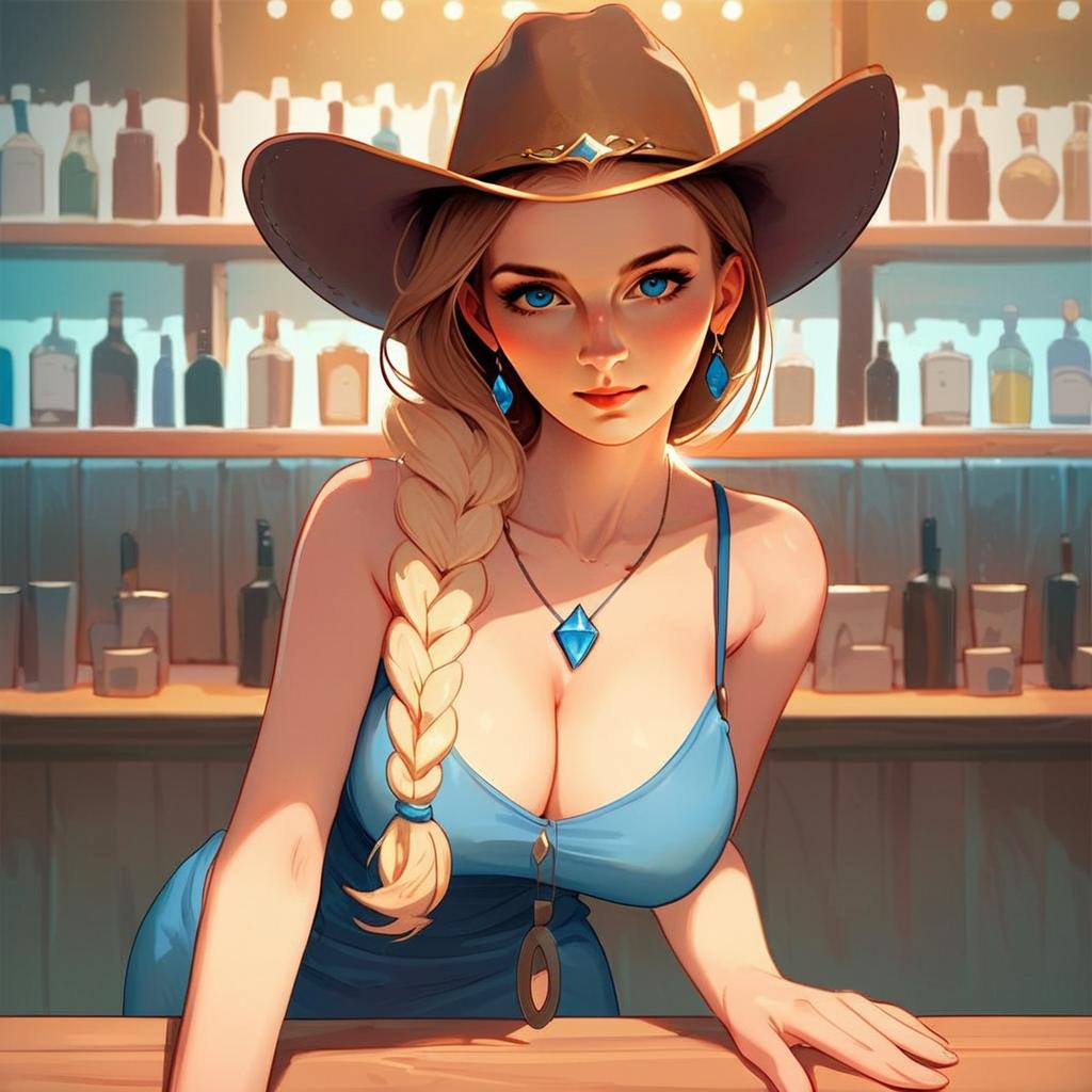 Woman with Blue Eyes and Cowboy Hat