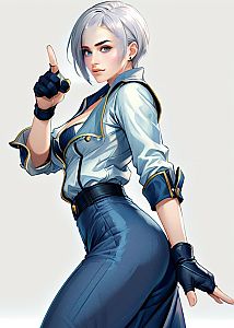 Anime Style Confident Woman with White Hair in Military Outfit Digital Art