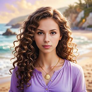 Young Woman at Sunset Beach