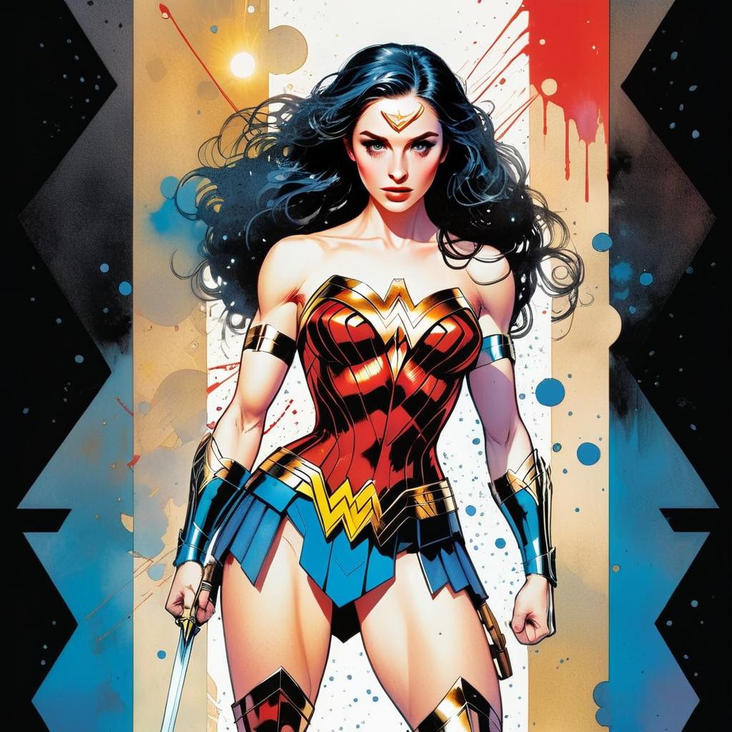 Fierce Woman in Red and Gold Armor