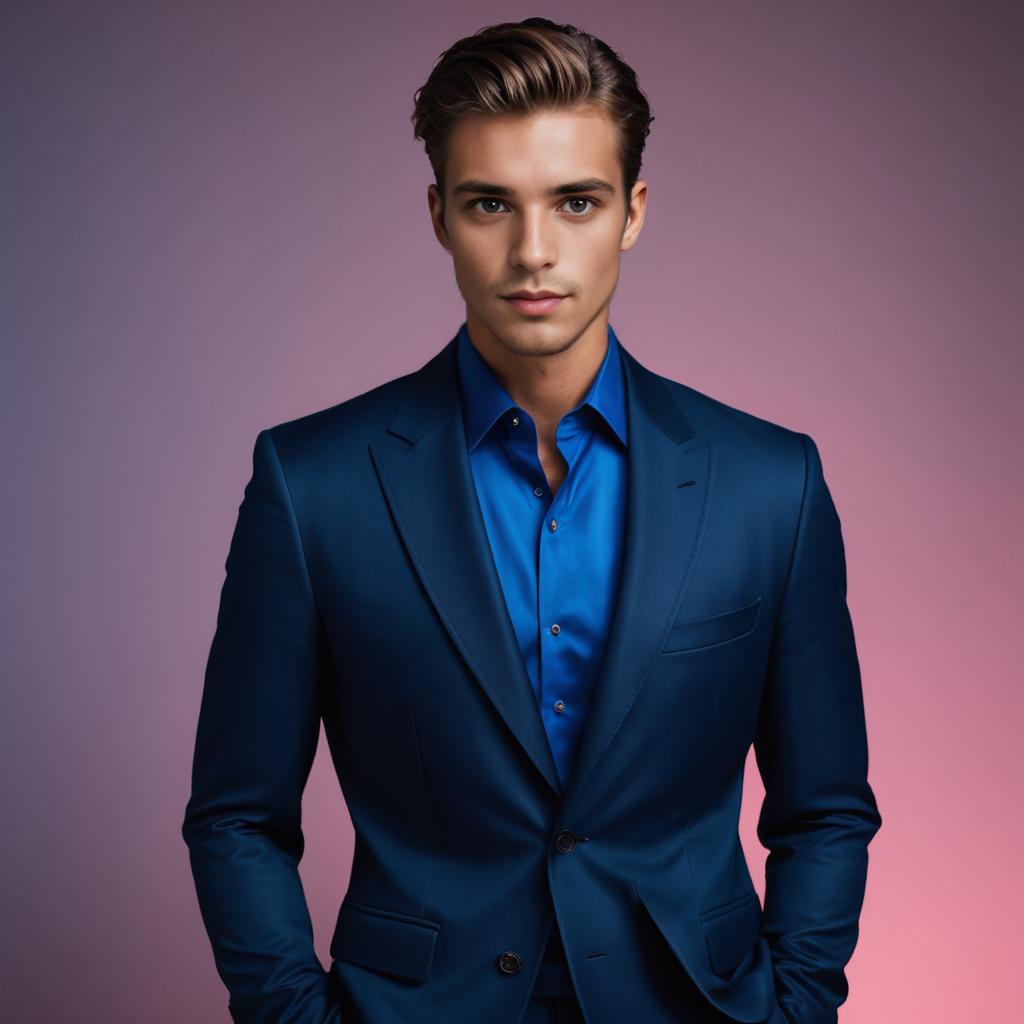 Confident Young Man in Stylish Navy Suit