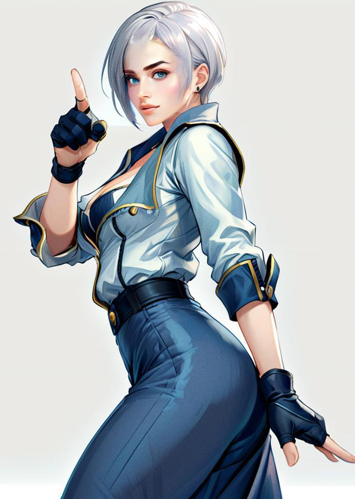 Anime Style Confident Woman with White Hair in Military Outfit Digital Art