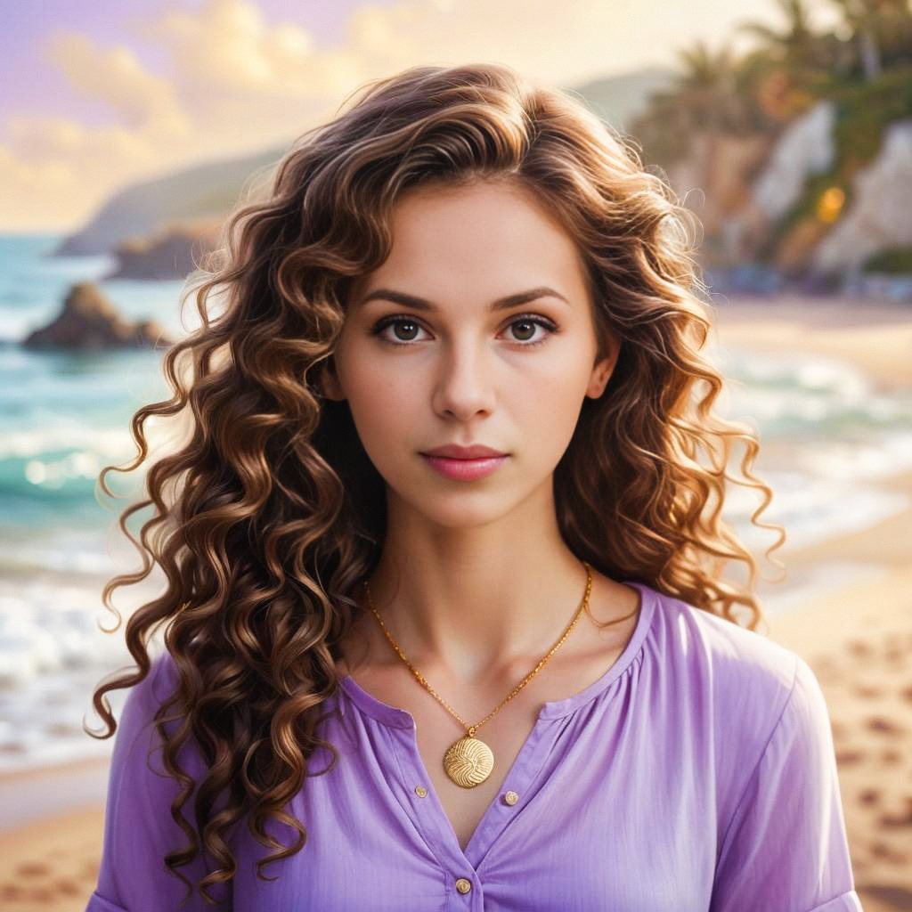 Young Woman at Sunset Beach