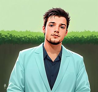Young man in light blue blazer