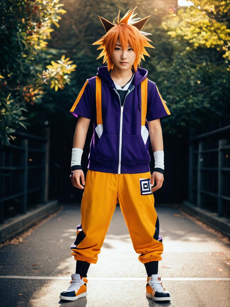 Man Cosplay Wearing Neku Sakuraba Costume Realistic Photo