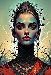 Ethereal Woman Portrait with Abstract Elements