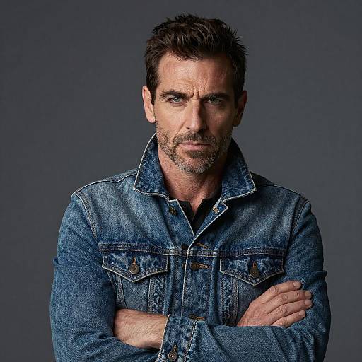 Confident Man in Classic Denim Jacket Portrait