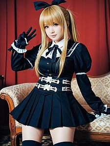 Realistic Misa Amane Cosplay by Woman in Gothic Black Costume
