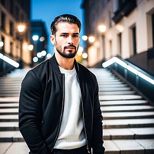 Confident Young Man in Urban Evening Setting