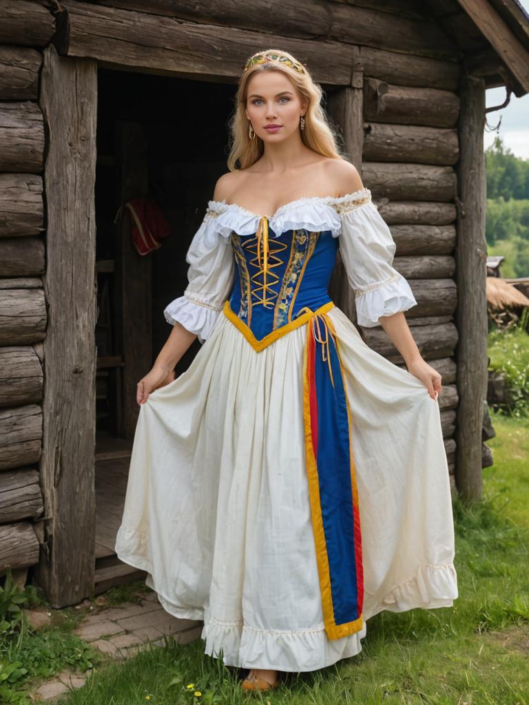 Woman in Traditional Latvian/Belarusian/Finnish Costume