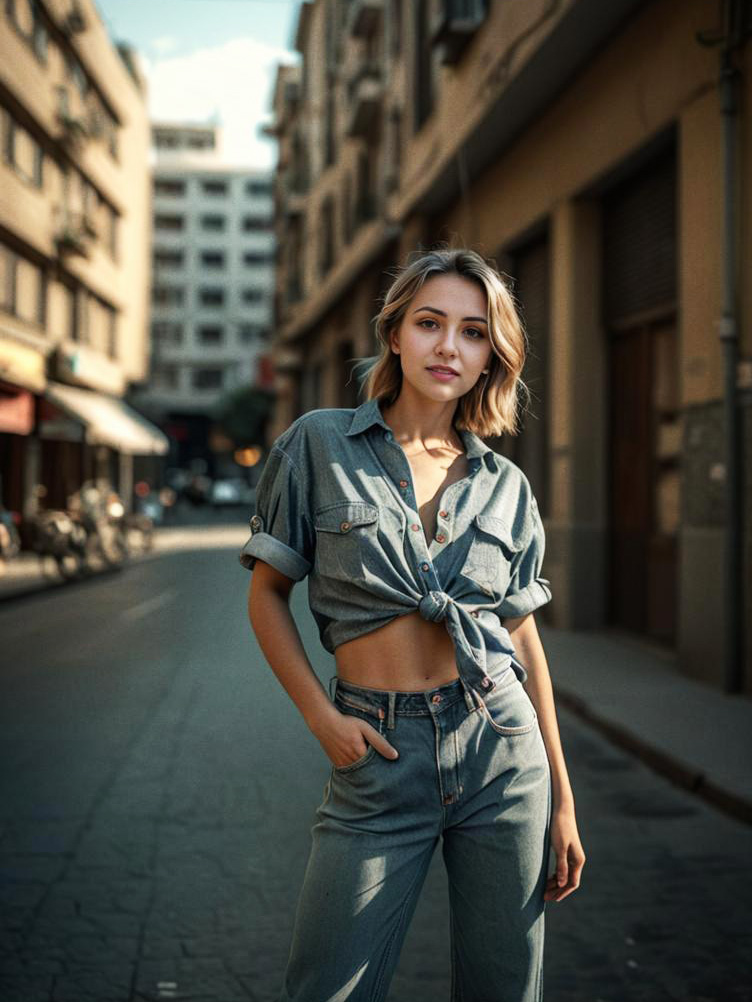 Stylish Young Woman in Urban Street