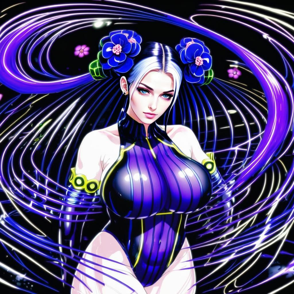 Murasaki Shikibu in Futuristic Purple Swimsuit Anime Art