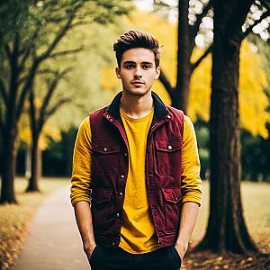 Young Man in Autumn Foliage