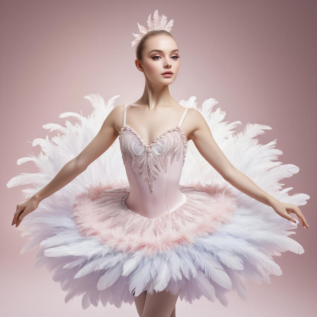 Elegant Ballet Dancer in Feathered Tutu