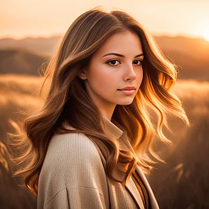Young woman in golden hour outdoors