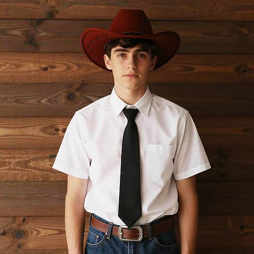 Youth Maverick Costume Young Man in Cowboy Hat and Tie