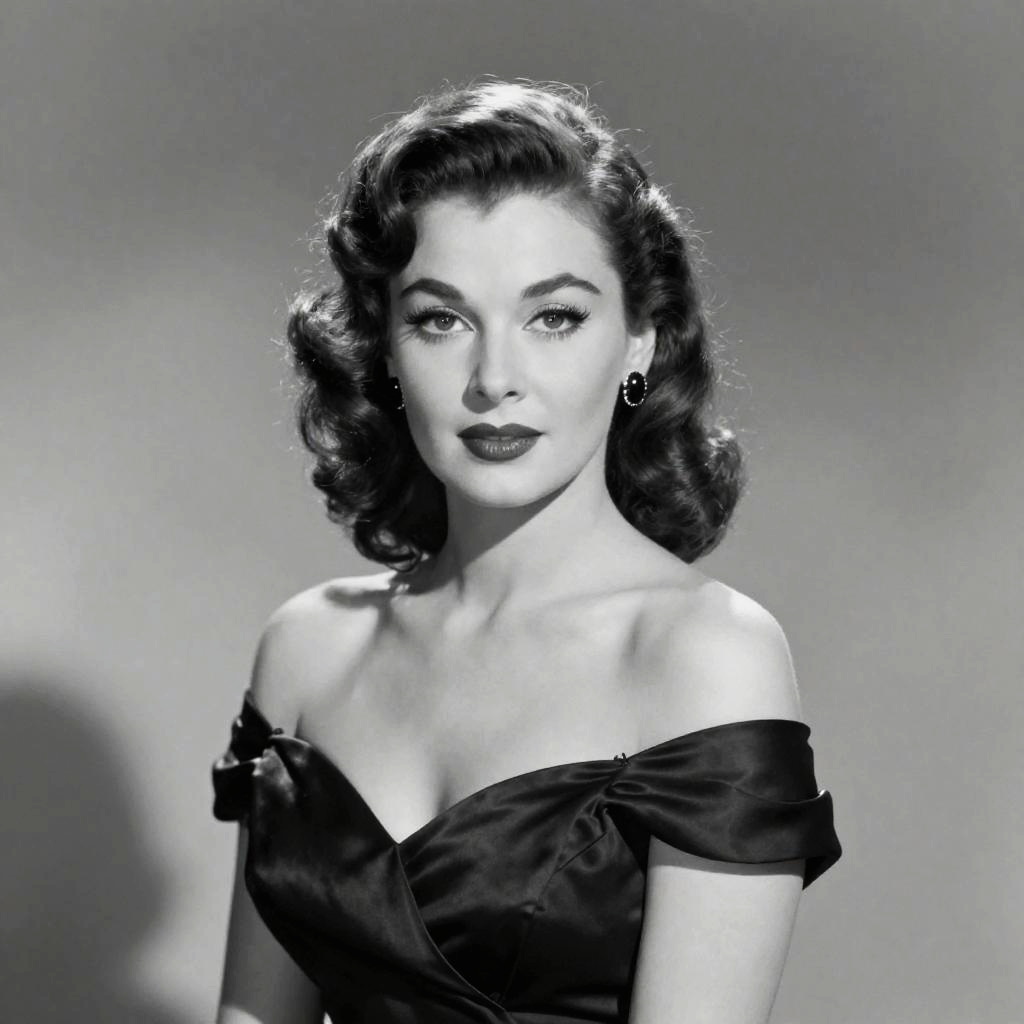 Vintage Hollywood Glamour Black and White Portrait of Elegant Woman