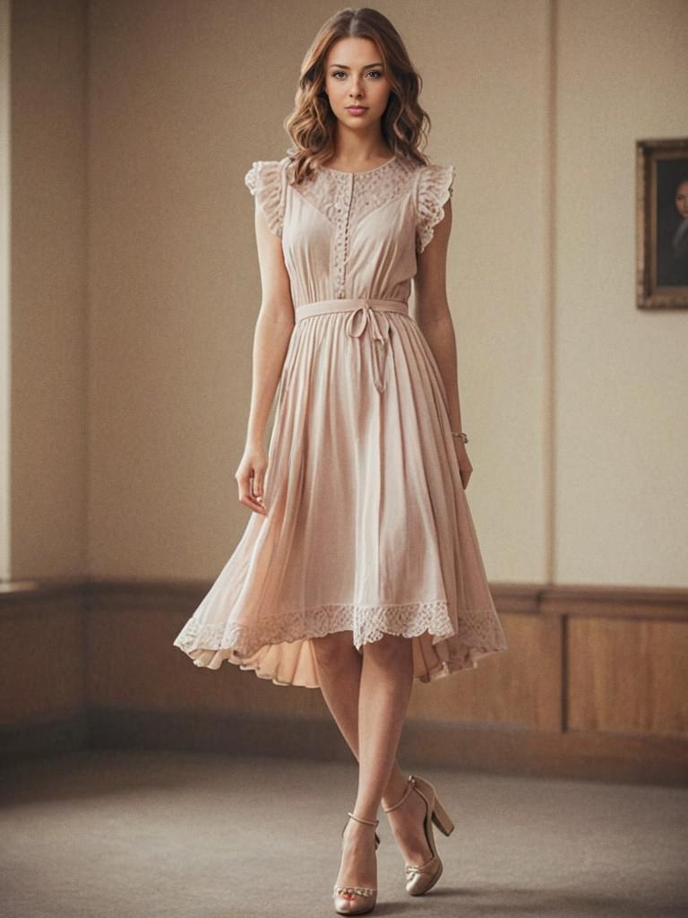 Elegant Woman in Vintage Dress