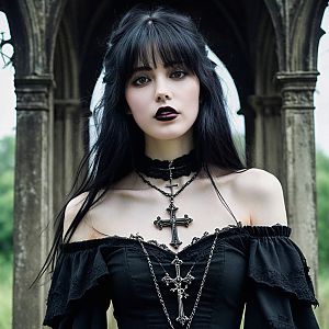 Elegant Gothic Woman in Dramatic Setting