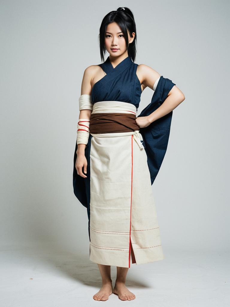 Dororo Anime Style Woman in Traditional Japanese Inspired Outfit