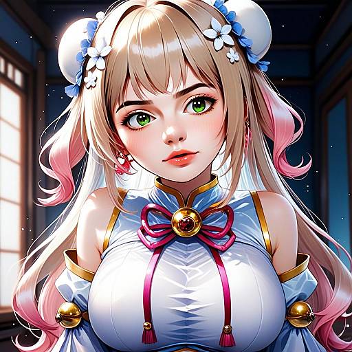 Momosuzu Nene Anime Style Illustration with Traditional Outfit