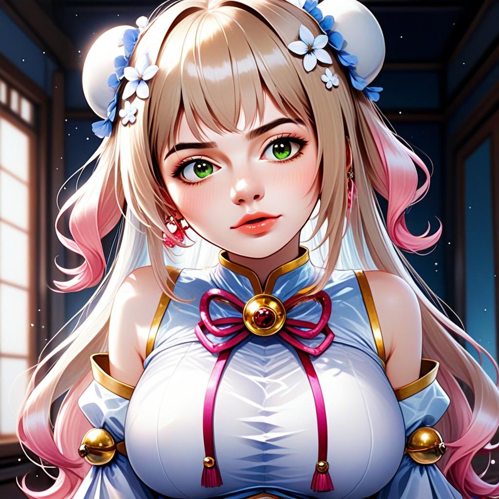 Momosuzu Nene Anime Style Illustration with Traditional Outfit