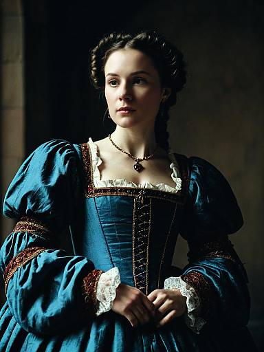 Woman in Renaissance Gown with Cinematic Realism and Dramatic Historical Style