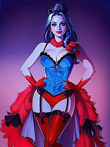 Confident Woman in Glamorous Theatrical Costume