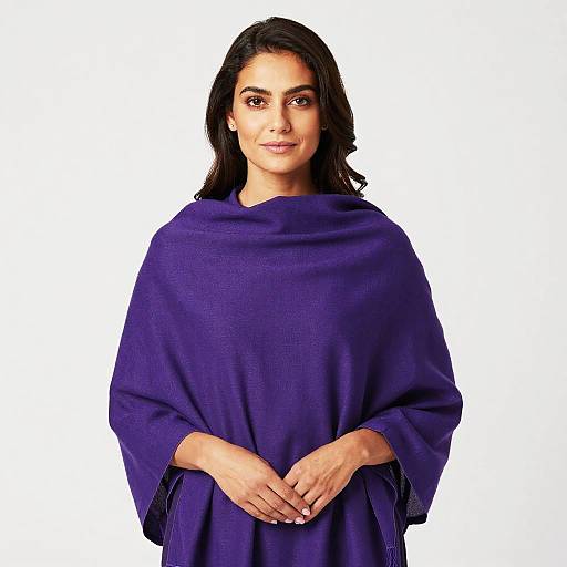 Woman in Purple Shawl Posing for Portrait Photo