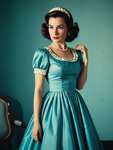 Vintage Retro Party Dress Costume Woman in Cinematic Realism Style