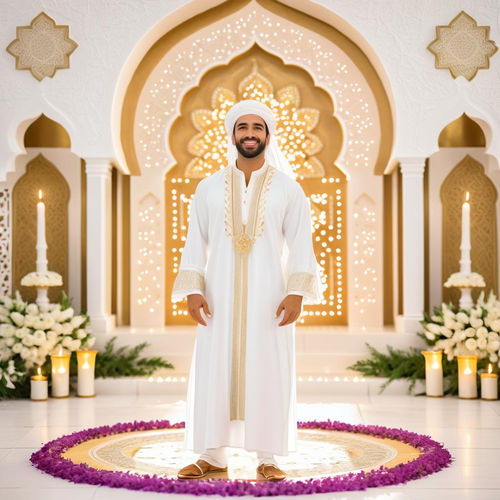 Cheerful Man in Traditional Thobe at Elegant Celebration