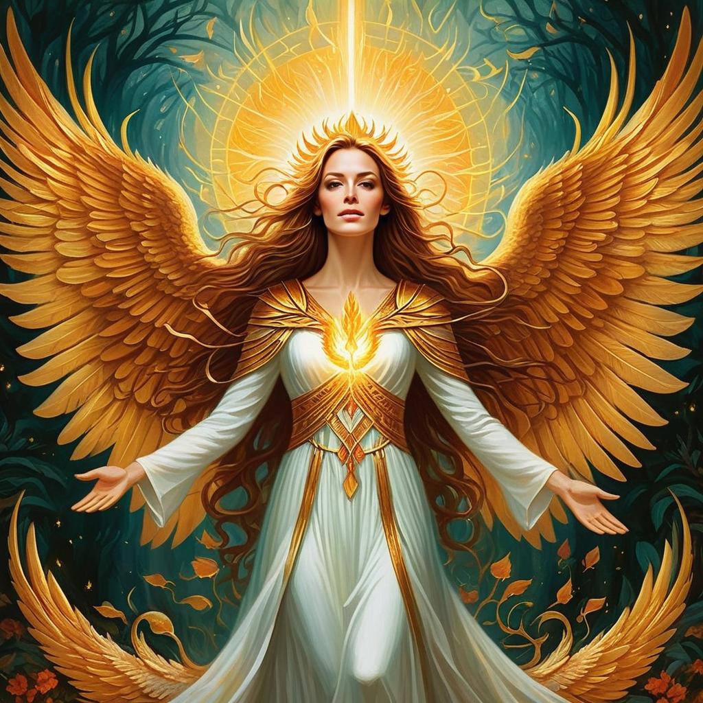 Majestic Angelic Woman with Golden Wings Majestic Angelic Woman with Golden Wings