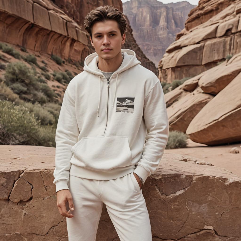 Confident Young Man in Desert Landscape