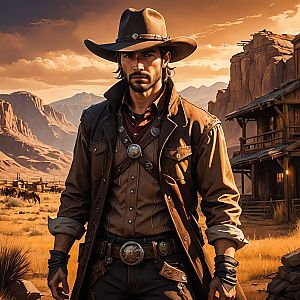 Cowboy in Old West Town