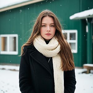 Young Woman in Snowy Outdoor Setting
