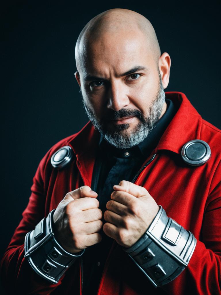 Photorealistic Studio Portrait of Man in Knuckles Cosplay Costume