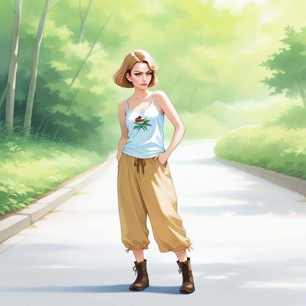 Confident Woman in Nature - Anime Style Confident Woman in Nature - Anime Style