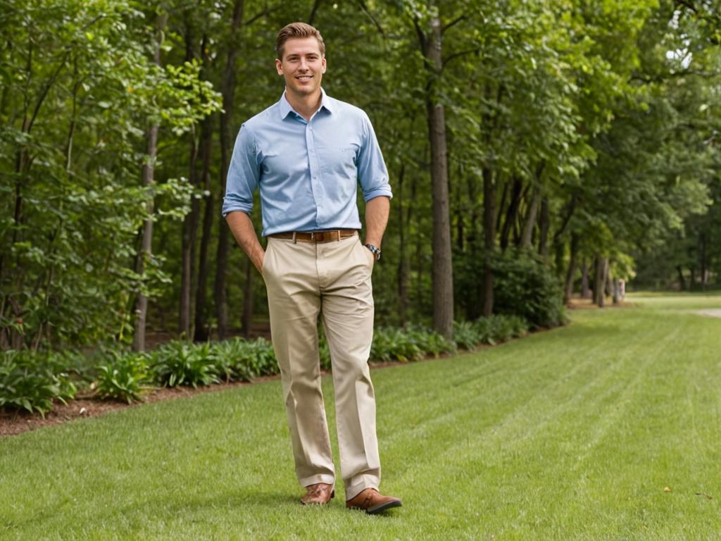 Man in Khakis in Lush Park