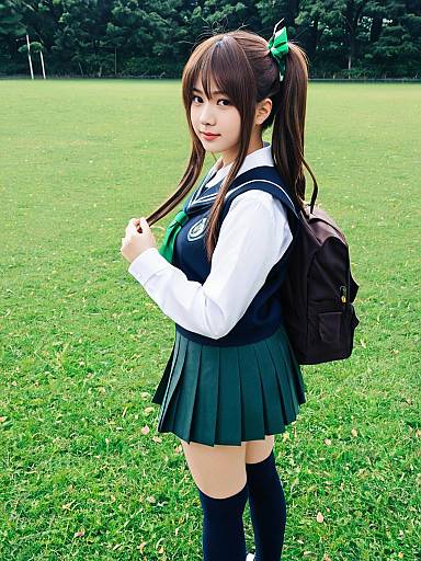 Akigumo Kai Ni KanColle Inspired School Uniform Cosplay Outdoors
