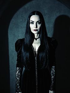 Woman in Morticia Addams Costume Gothic Portrait