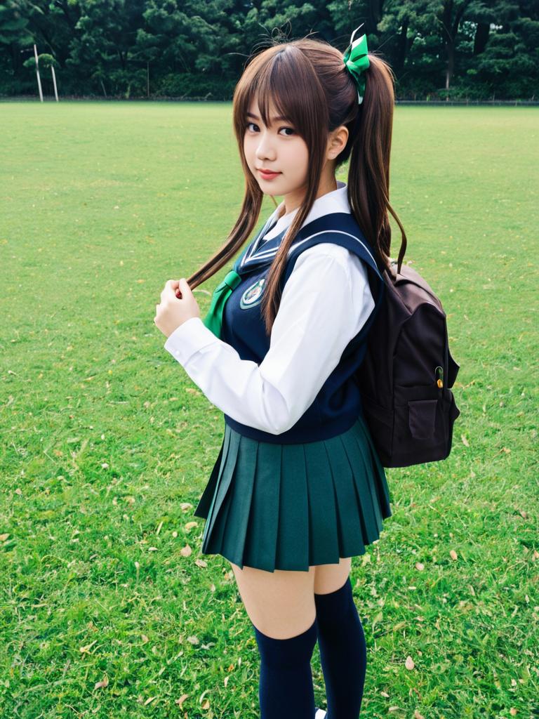 Akigumo Kai Ni KanColle Inspired School Uniform Cosplay Outdoors
