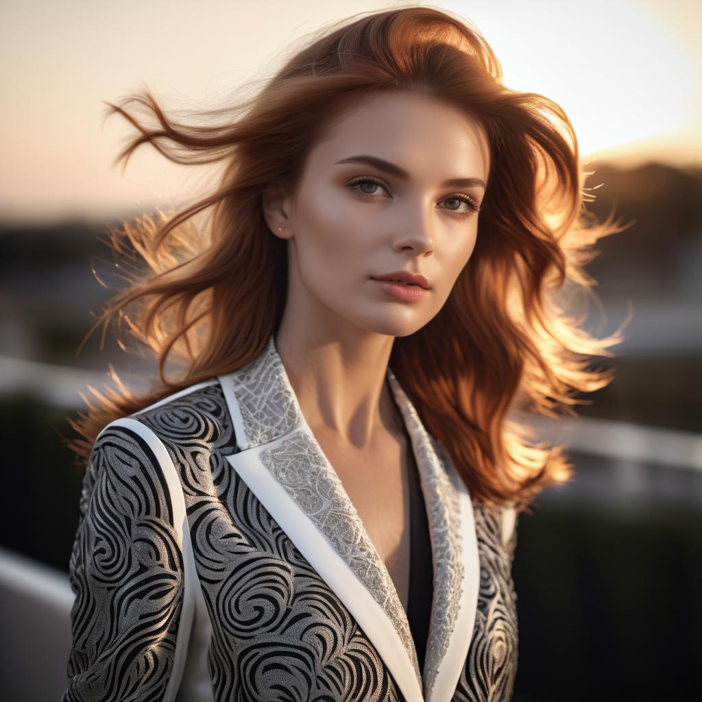 Portrait of a Woman with Red Hair at Sunset