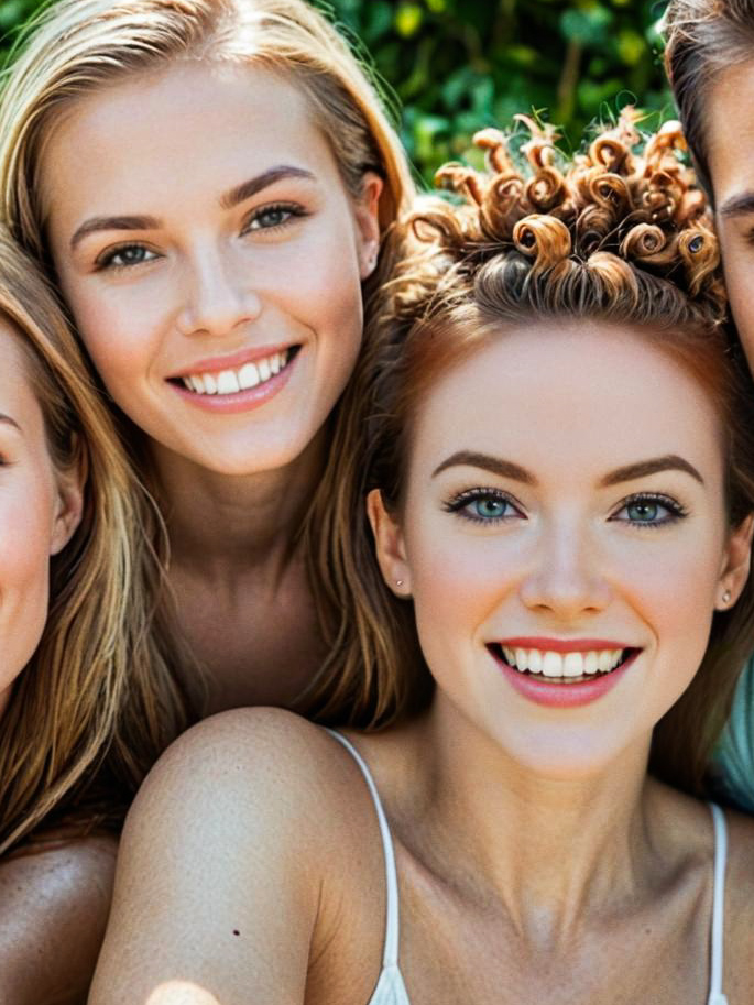 Cheerful Young Women Posing Outdoors