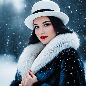 Elegant Woman in Snowy Winter Scene