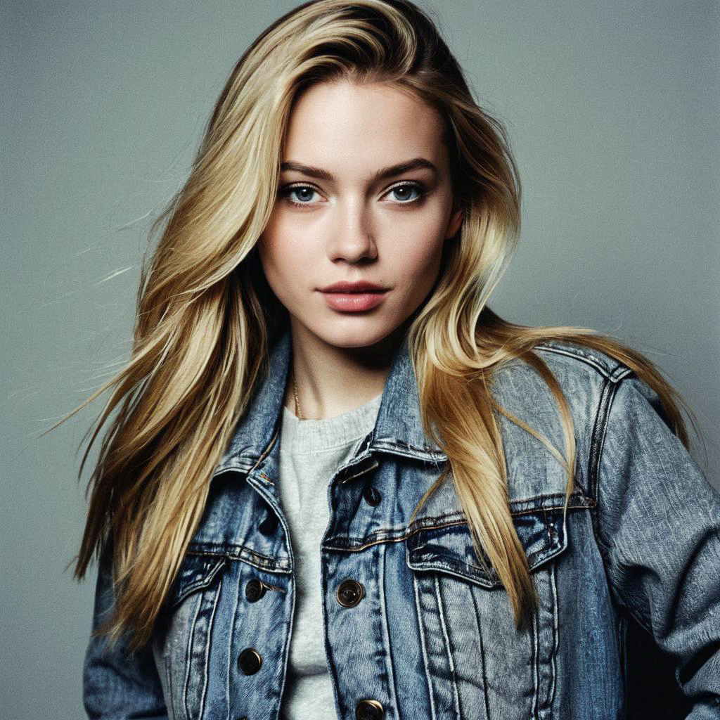 Confident Young Woman in Denim Jacket