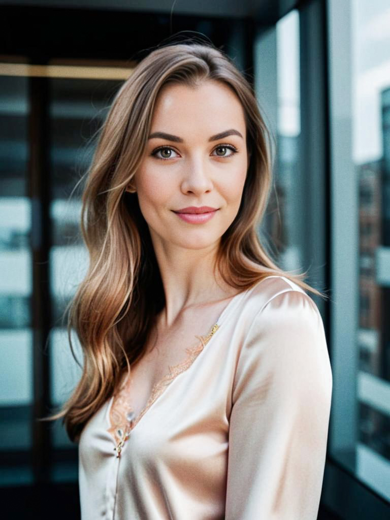 Elegant Portrait of Woman in Silky Blouse