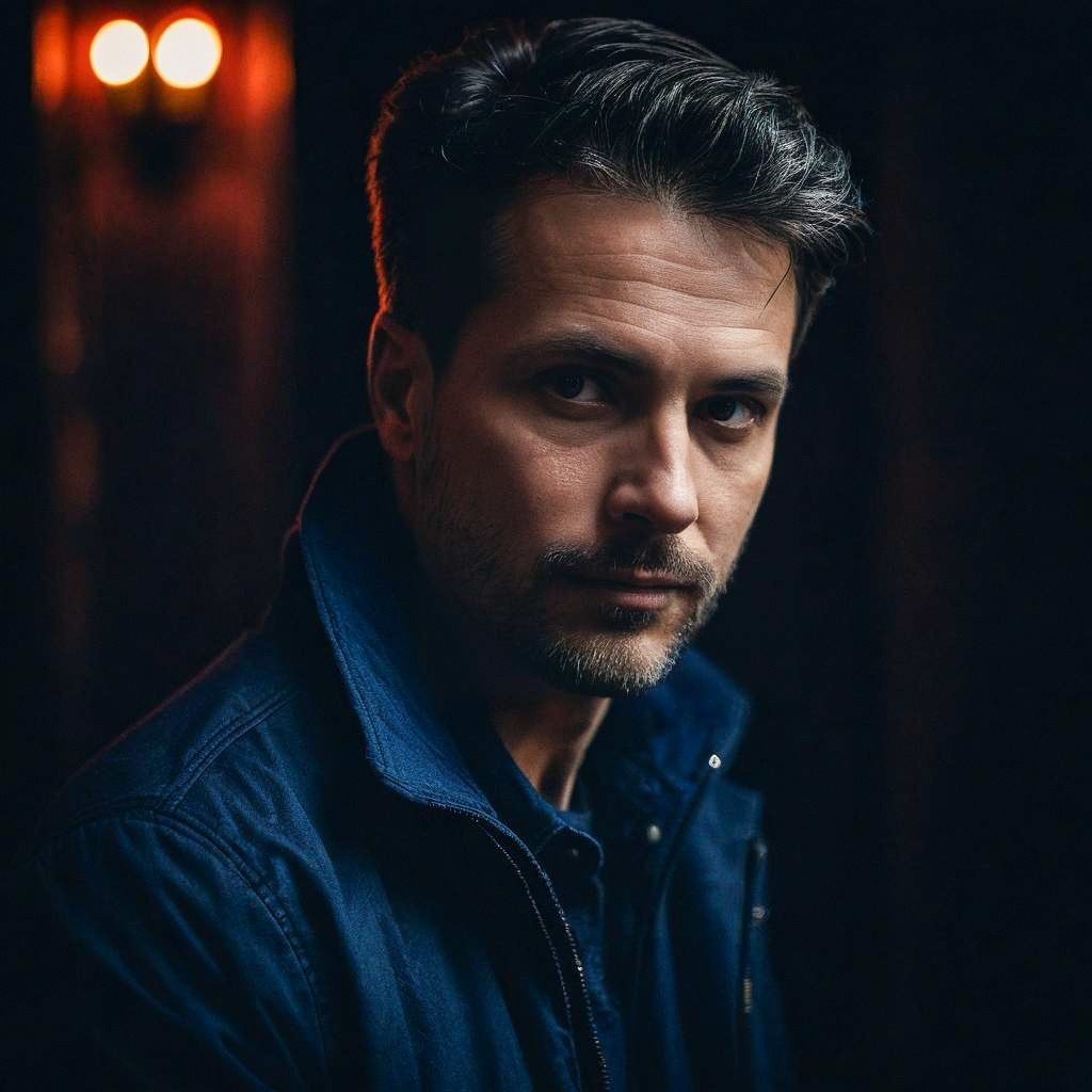 Moody Portrait of a Man in Dark Setting