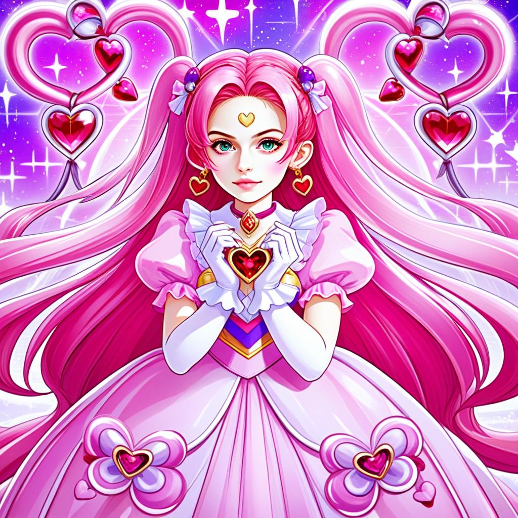 Cure Grace Pink Hair Magical Girl Anime Illustration