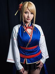 Realistic Mai Zenin Cosplay Woman in Blue Kimono Jujutsu Kaisen Costume