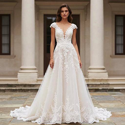 Monique Lhuillier Bridal Gown Woman in Elegant Lace Wedding Dress